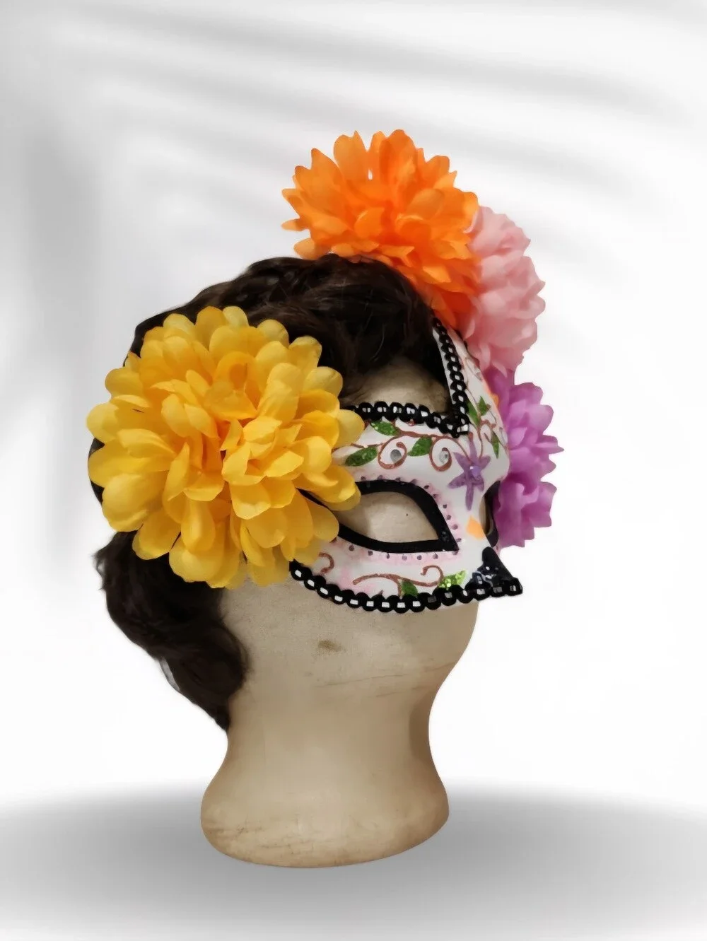 Mardi Gras Sugar Skull Day Of Dead Masquerade Halloween Half-Mask